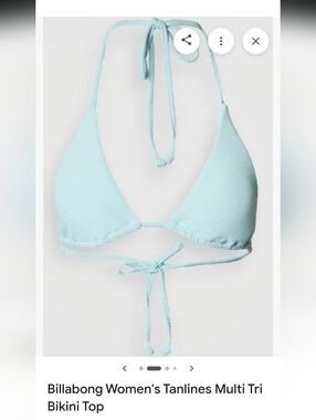 Billabong Aqua Triangle Tie Bikini Top Size L New With Tags *Tanlines*